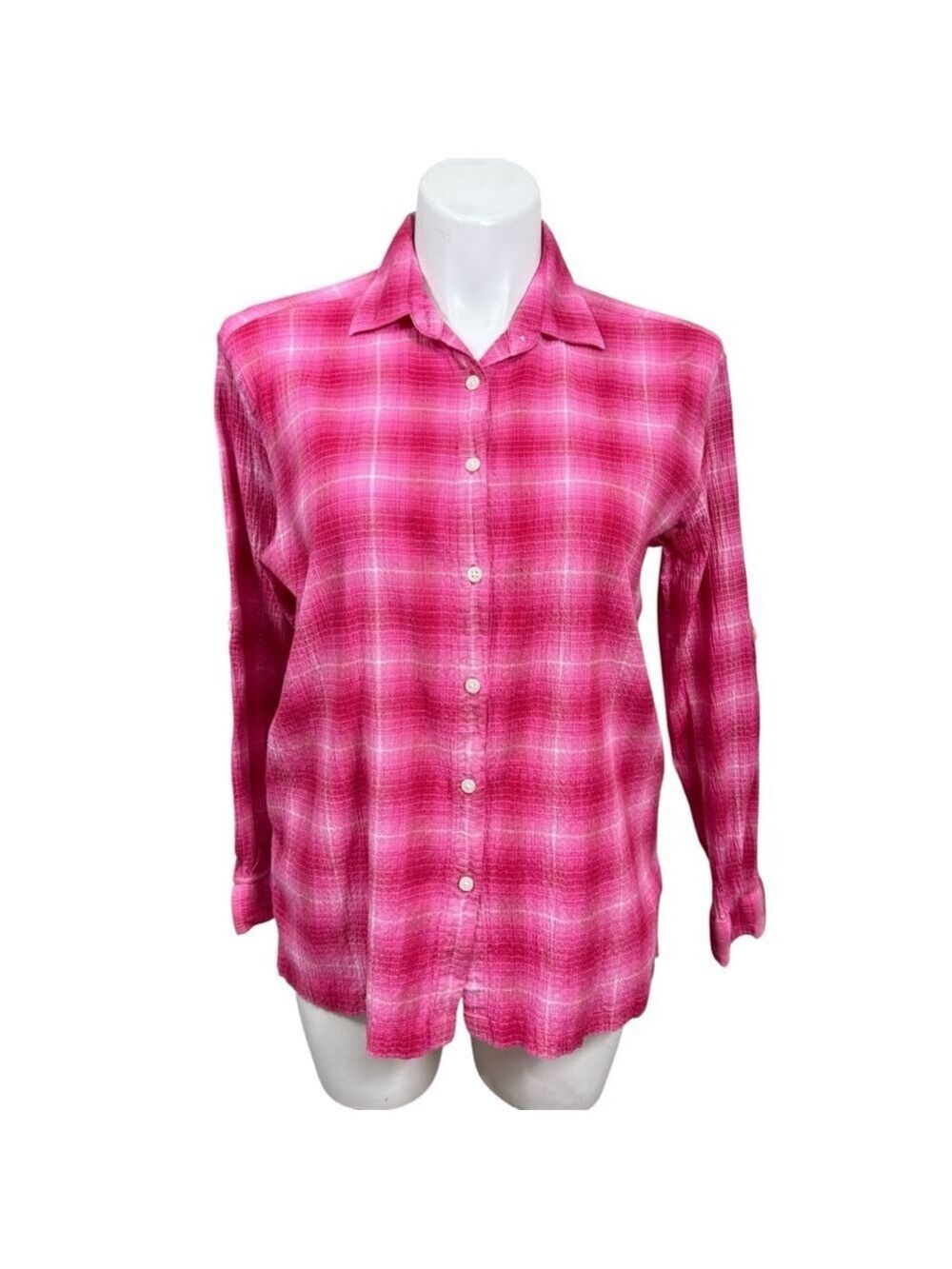 Pendleton‎ Originals Pink Plaid Button Front Shirt Size Large